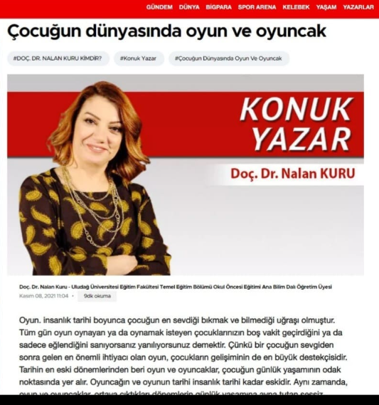 Çocuğun Dünyasında Oyun ve Oyuncak Köşe Yazısı