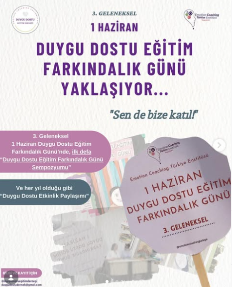 Bu yıl 1 Haziran Duygu Dostu Eğitim Farkındalık Gününün Üçüncüsü Düzenlenecek...