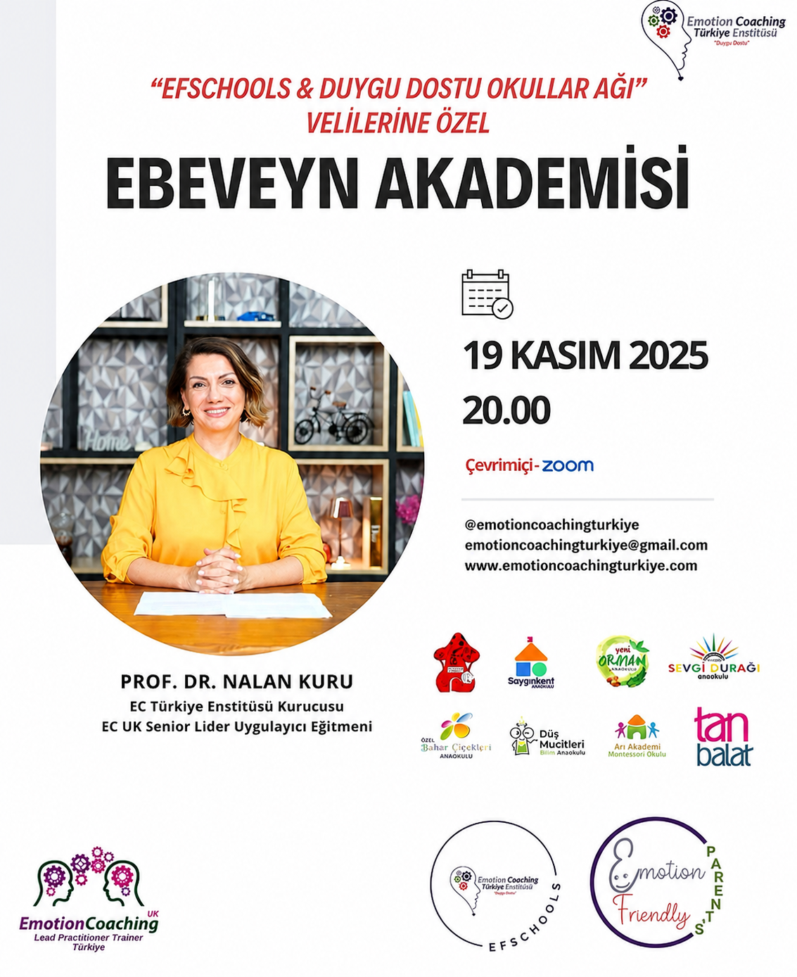 "Efschools & Duygu Dostu Okullar Ağı" Velilerine Özel Ebeveyn Akademisi